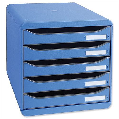 Ice Blue Filing Drawer Set Plastic A4+ 5 Drawers Each Multiform