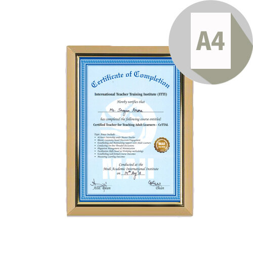 Deluxe Certificate Frame Non-Glass Holds A4 Gold Photo Album Company