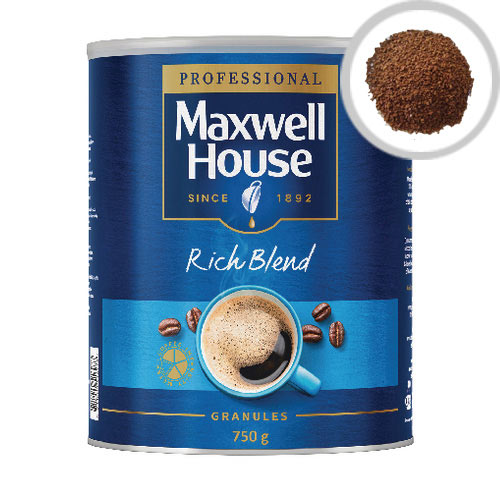 Maxwell House Rich Blend Coffee Instant Granules 750g Tin Pack of 1 64985 Maxwell House Rich Blend Coffee Instant Granules 750g Tin Pack of 1 64985