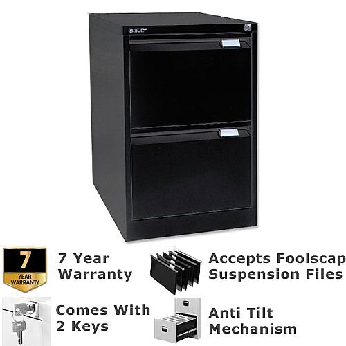 2 Drawer Steel Filing Cabinet Flush Front Black Bisley BS2E 2 Drawer Steel Filing Cabinet Flush Front Black Bisley BS2E