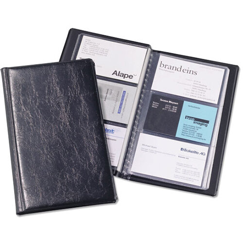 Visifix Business Card Album Fixed Welded Pockets Capacity 72 Dark Blue Ref 2400/01