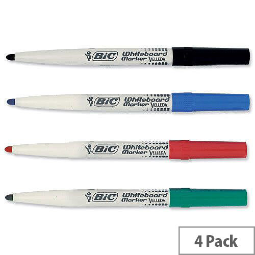 Bic Velleda 1741 White Board Markers Assorted Bullet Tip Wallet 4 Bic Velleda 1741 White Board Markers Assorted Bullet Tip Wallet 4