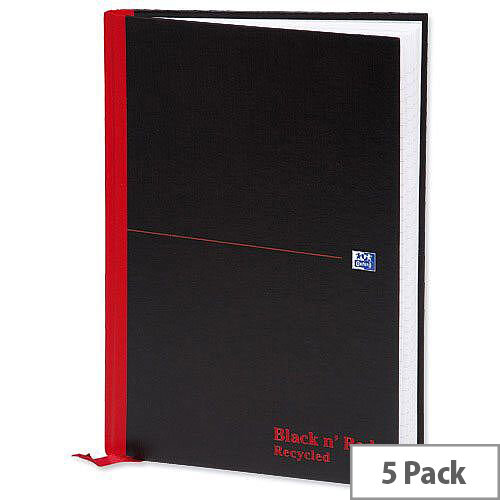 Black n Red A4 Recycled Book L67019 Casebound 192 Pages Pack 5 Black n Red A4 Recycled Book L67019 Casebound 192 Pages Pack 5
