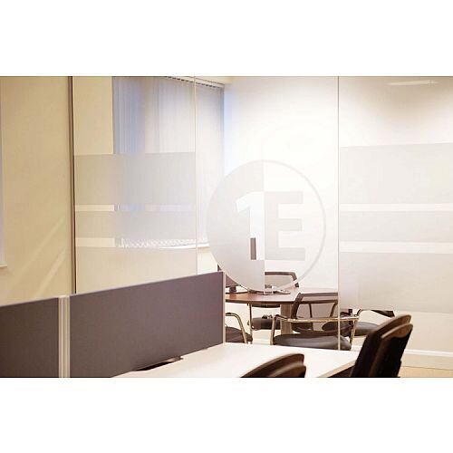 Glass Partitions With Frosted Window Film Company Logo Design: 1E
