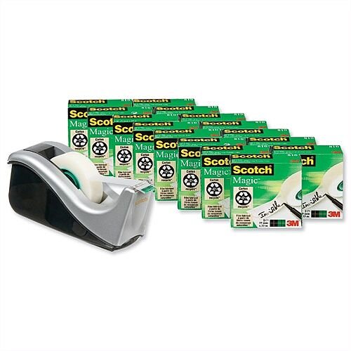 Scotch Magic Tape 810 Matt Roll 19mm x 33m Pack 16 and C60 Dispenser Scotch Magic Tape 810 Matt Roll 19mm x 33m Pack 16 and C60 Dispenser