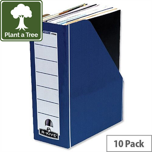 Fellowes Bankers Box Premium Magazine File Fastfold Blue and White Pack 10