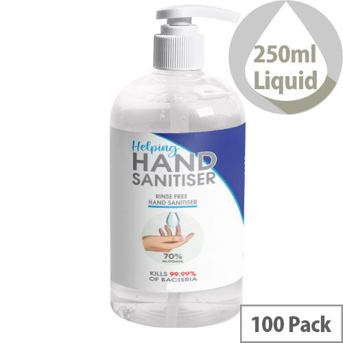 250ml Pump Hand Sanitiser - Fully Approved Ethanol Based Sanitising Liquid PCS 100380 Pack of 100