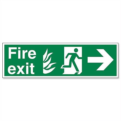 Safety Sign Fire Exit Running Man Arrow Right 150x450mm Self-Adhesive Safety Sign Fire Exit Running Man Arrow Right 150x450mm Self-Adhesive