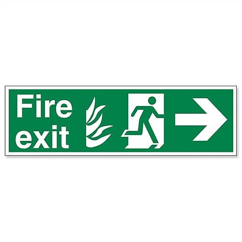 Safety Sign Fire Exit Running Man Arrow Right 150x450mm Self-Adhesive