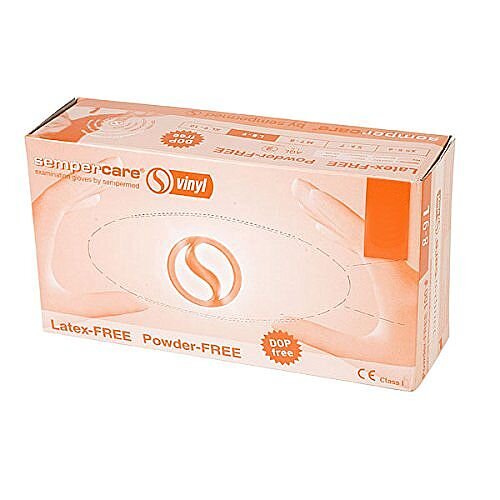 SemperCare Vinyl Gloves Latex Free Powder Free LARGE Pack of 100 SemperCare Vinyl Gloves Latex Free Powder Free LARGE Pack of 100