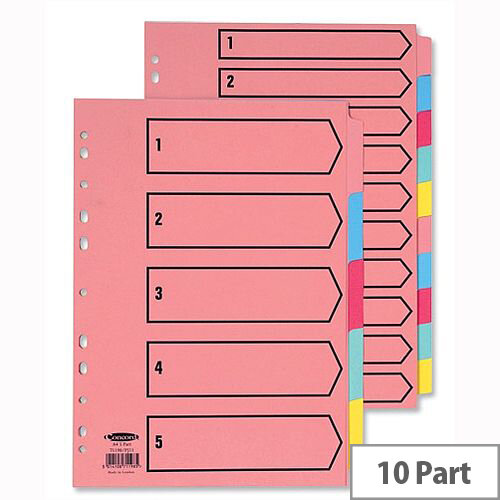 Concord 10-Part Subject Dividers Printed A4 Assorted