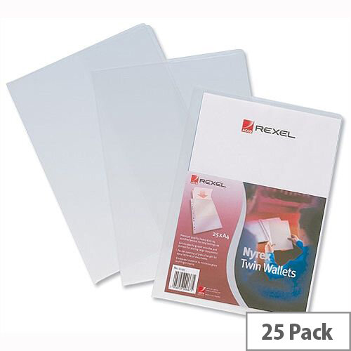 Rexel Nyrex Twin Wallet With 2 Inside Pockets A4 Clear 180 Micron Pack 25 Rexel Nyrex Twin Wallet With 2 Inside Pockets A4 Clear 180 Micron Pack 25