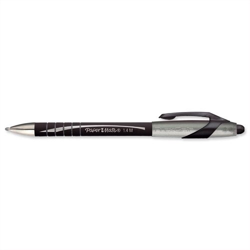 Paper Mate Flexgrip Elite Black Ballpoint Pen Retractable Pack 12