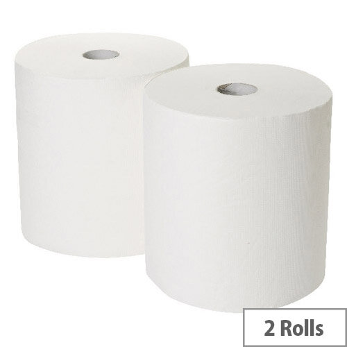 2Work Industrial & Garage Dispenser Paper Cleaning Rolls 3-Ply White 170m x 250mm Pack of 2 White Rolls GEM503B