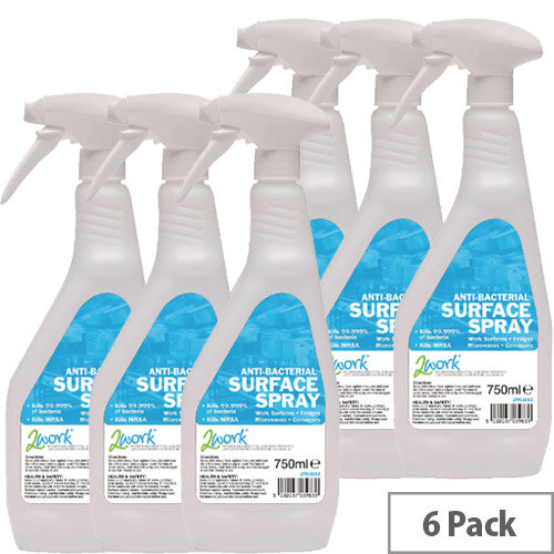 2Work Anti-Bacterial Sanitiser Disinfectant Spray 750ml 2W04586 Pack 6 2Work Anti-Bacterial Sanitiser Disinfectant Spray 750ml 2W04586 Pack 6