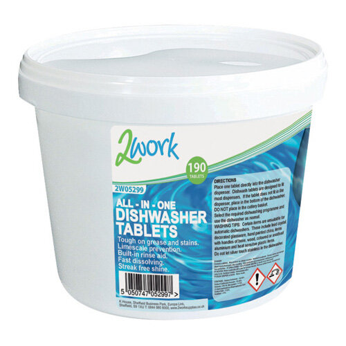 2Work All-in-One Dishwasher Tablets Streak-Free Pack of 190 5091/71 2Work All-in-One Dishwasher Tablets Streak-Free Pack of 190 5091/71