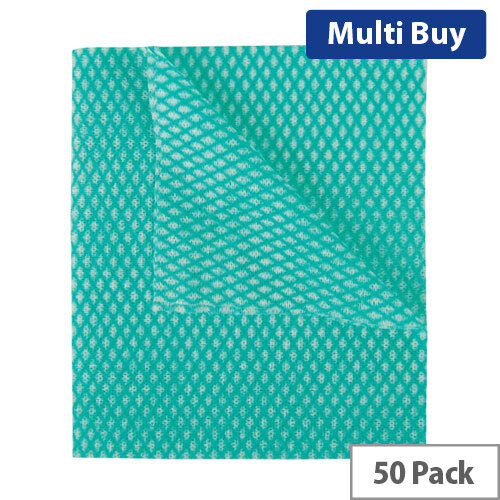 Economy Cloths Pack of 50 Green 42x35cmDurable and Reusable Cleaning Cloths