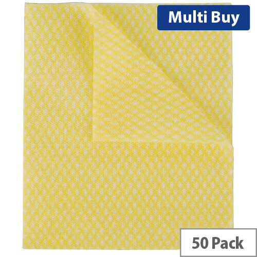 Economy Cloths Pack of 50 Yellow 42x35cmSoft and Absorbent Cleaning Cloths