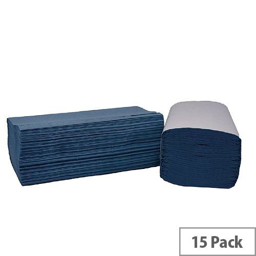 2Work Blue I-Fold 1-Ply Paper Hand Towels 242x222mm 240 Towels Per Sleeve 15 Sleeves (3600 Sheets) HIB136 2Work Blue I-Fold 1-Ply Paper Hand Towels 242x222mm 240 Towels Per Sleeve 15 Sleeves (3600 Sheets) HIB136