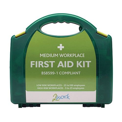 2Work Medium BSI BS8599-1 Standards First Aid Kit X6051 Up to 10 Person 2Work Medium BSI BS8599-1 Standards First Aid Kit X6051 Up to 10 Person