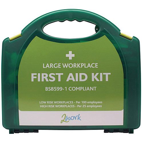 2Work Large BSI BS8599-1 Standards First Aid Kit X6052 Up to 20 Person 2Work Large BSI BS8599-1 Standards First Aid Kit X6052 Up to 20 Person