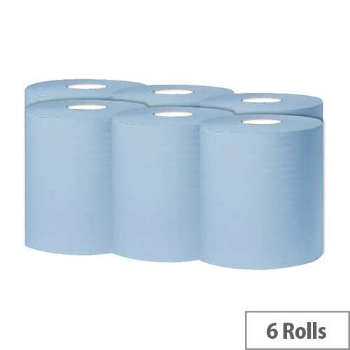 2Work Dispenser Centre Feed Cleaning Paper Towel Rolls 1-Ply 300 Metre Blue Rolls Pack of 6 C1B300 2Work Dispenser Centre Feed Cleaning Paper Towel Rolls 1-Ply 300 Metre Blue Rolls Pack of 6 C1B300