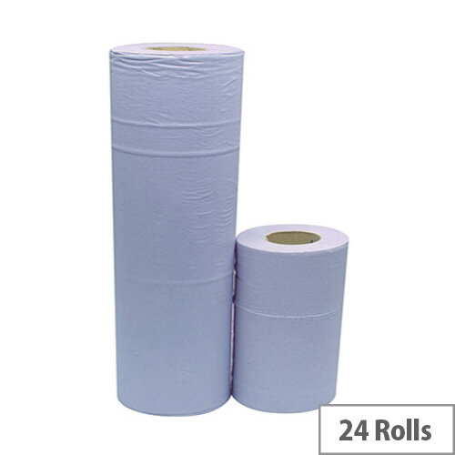 2Work Dispenser Hygiene Cleaning Paper Rolls 2 Ply Blue Rolls 10inch x 40m Pack of 24 HR2240