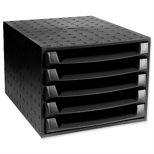 Exacompta 5 Drawers Set Recycled Plastic Black Ecoblack
