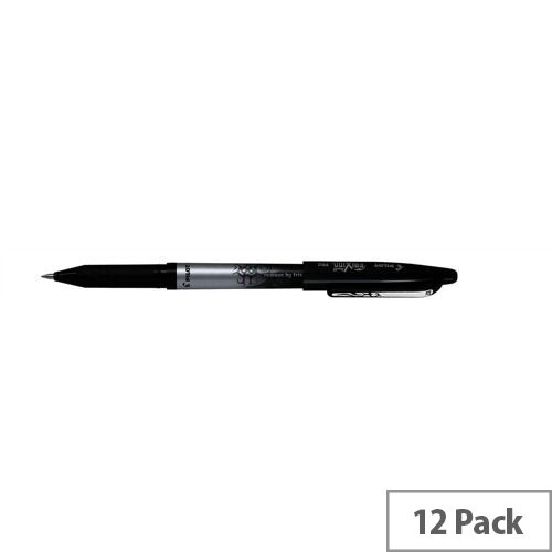 Pilot FriXion Rollerball Pen Erasable 0.7mm Tip 0.4mm Line Black Pack 12 - Ergonomic rubber grip for comfortable use - Erasure is as easy as with pencils - Ink flows smoothly without surfeit or drying