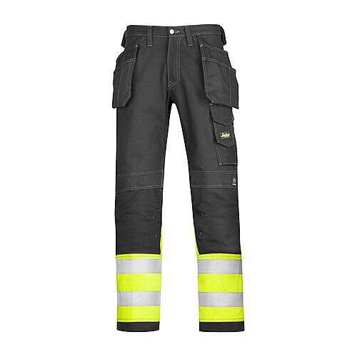Snickers 3235 High-Vis Holster Pocket Cotton Trousers Class 1 Size 92 33 Inches/30 Inches Black/Hi-Vis Yellow