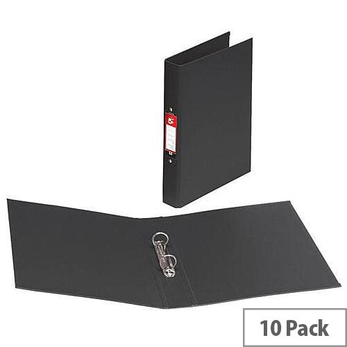 5 Star Ring Binder PVC 2 O-Ring Size 25mm A4 Black [Pack 10]