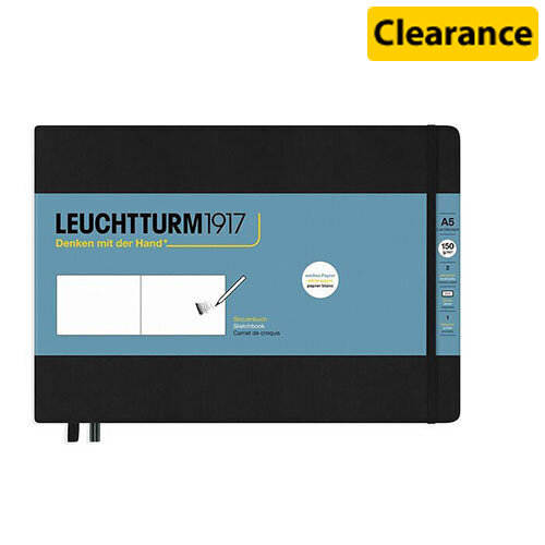 Leuchtturm1917 Sketchbook Landscape - A5, Hardcover, 112 Plain Pages, 150gsm, Black