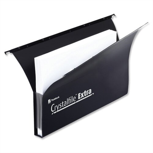 Rexel Crystalfile Extra Secura Suspension File Foolscap 30mm Black Pack 20 Rexel Crystalfile Extra Secura Suspension File Foolscap 30mm Black Pack 20
