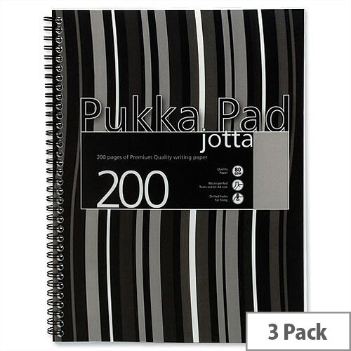 Pukka Pad Jotta A4 Notebook Wirebound Plastic Punched 200 Pages Black Stripes Pack 3 Pukka Pad Jotta A4 Notebook Wirebound Plastic Punched 200 Pages Black Stripes Pack 3