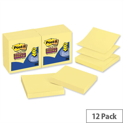 Post-it Super Sticky Z Notes 76x 76mm Canary Yellow Pack 12 Post-it Super Sticky Z Notes 76x 76mm Canary Yellow Pack 12