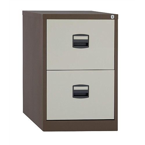 2 Drawer Steel Filing Cabinet Lockable Brown & Cream Trexus By Bisley