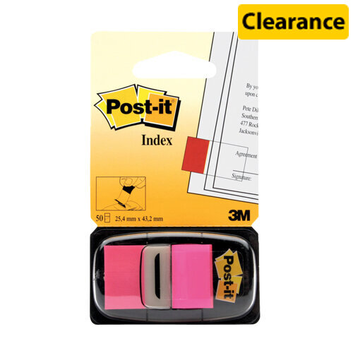 Post-it Index Medium In a Plastic Dispenser, Bright Pink, 1 Pack of 50 Sheets
