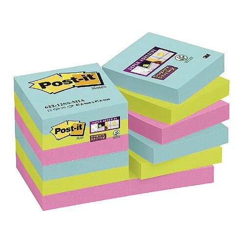 Post-it Super Sticky Notes Miami 47.6 x 47.6mm 622-12SS-MIA