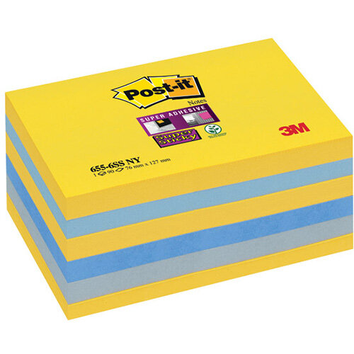 Post-it Super Sticky 76 x 127mm New York Pack of 6 655-SS-NY Post-it Super Sticky 76 x 127mm New York Pack of 6 655-SS-NY