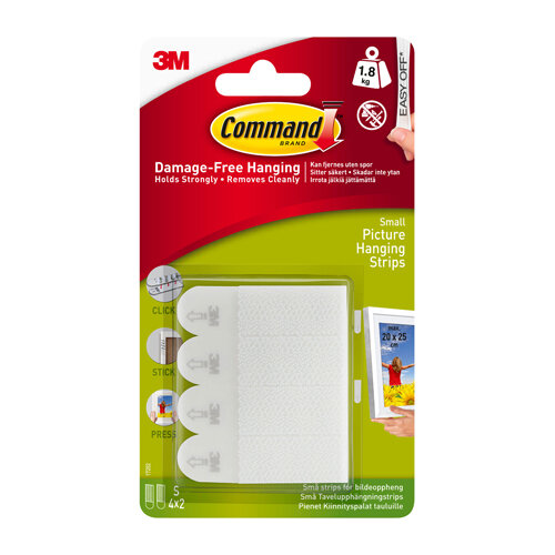 Command Small White Picture Hanging Strips 17202-4UKN, 4 Pair/Pack 27  Pack/Case