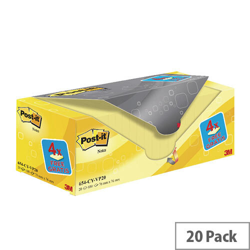 Post-it Notes 76 x 76mm Canary Yellow Value Pack of 20 654CY-VP20 Post-it Notes 76 x 76mm Canary Yellow Value Pack of 20 654CY-VP20