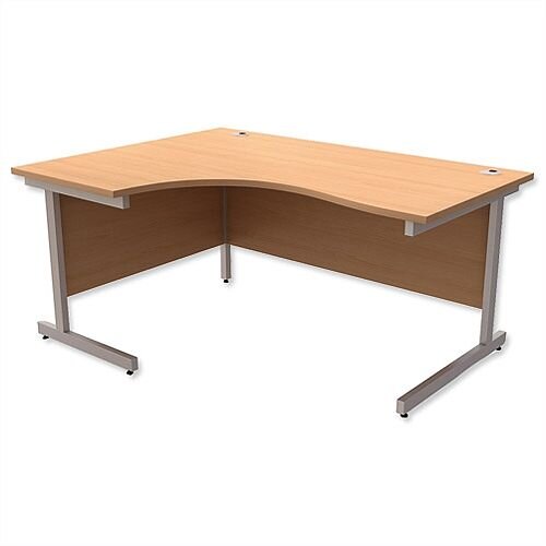 Office Desk Radial Left Hand Silver Legs W1600xD1200xH725mm Beech Ashford Office Desk Radial Left Hand Silver Legs W1600xD1200xH725mm Beech Ashford