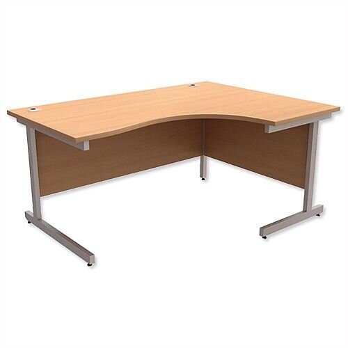 Office Desk Radial Right Hand Silver Legs W1600xd1200xh725mm Beech Ashford Hunt Ireland Office Desk Radial Right Hand Silver, Corner Office Desk Ireland