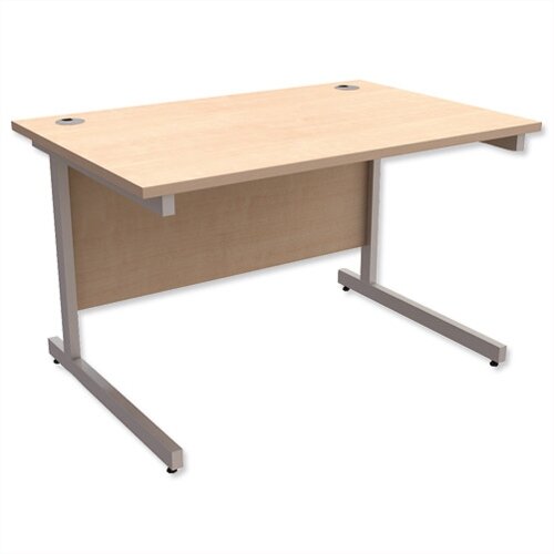 Office Desk Rectangular Silver Legs W1200mm Maple Ashford Office Desk Rectangular Silver Legs W1200mm Maple Ashford