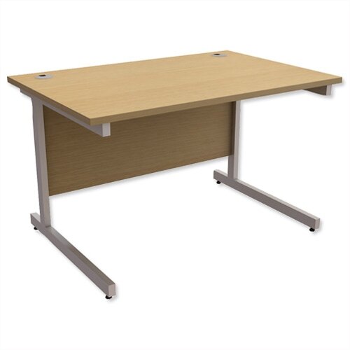 Office Desk Rectangular Silver Legs W1200mm Urban Oak Ashford Office Desk Rectangular Silver Legs W1200mm Urban Oak Ashford