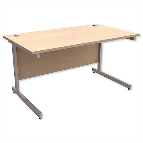 Office Desk Rectangular Silver Legs W1400mm Maple Ashford Office Desk Rectangular Silver Legs W1400mm Maple Ashford