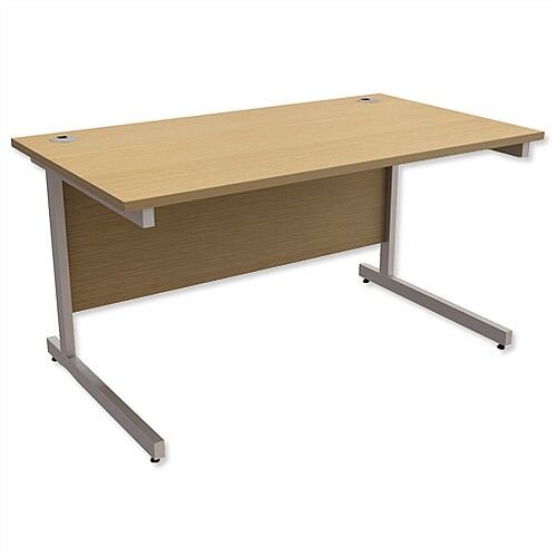 Office Desk Rectangular Silver Legs W1400mm Urban Oak Ashford Office Desk Rectangular Silver Legs W1400mm Urban Oak Ashford
