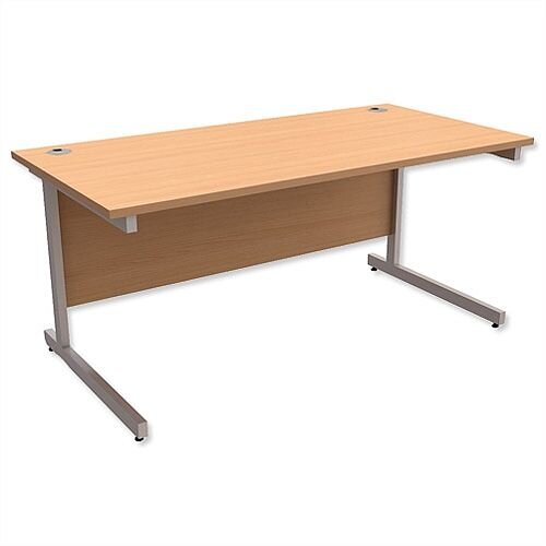 Office Desk Rectangular Silver Legs W1600mm Beech Ashford Office Desk Rectangular Silver Legs W1600mm Beech Ashford