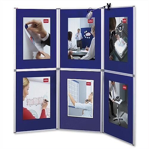 Nobo Pro-Panel 6 Panel Display Boards and Bag Blue Fabric and Dry White Sides 1901169