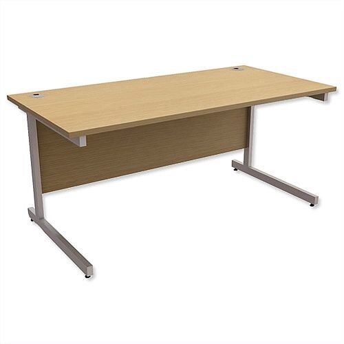 Office Desk Rectangular Silver Legs W1600mm Urban Oak Ashford Office Desk Rectangular Silver Legs W1600mm Urban Oak Ashford